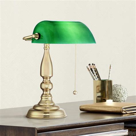 hammond green glass and brass bankers table lamp 23r12 lamps plus