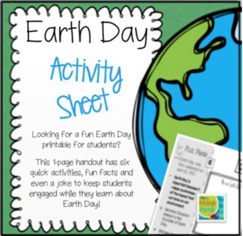 Earth Day Activity Sheet Six Activities In 2020 Earth Day