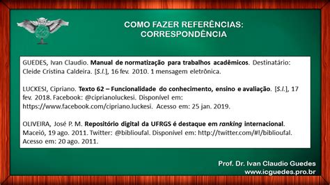 ReferÊncia BibliogrÁfica Abnt Prof Dr Ivan Claudio Guedes