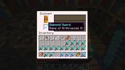 Enchantments can be placed on armor, tridents, swords, pickaxes, bows, axes, hoes, etc! Minecraft 1.0.0: Enchanting Diamond Swords (Levels 10-50 ...