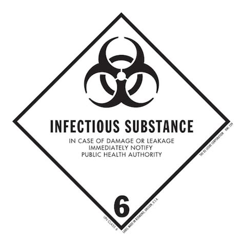 Infectious Substance Class 6 HazMat Vinyl Label 4 X 4