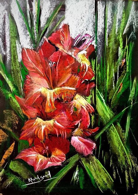 Gladiolus Bloom Painting By Khalid Saeed Fine Art America