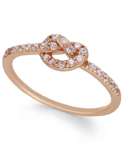 b brilliant cubic zirconia knot ring in 18k rose gold over sterling silver and reviews rings