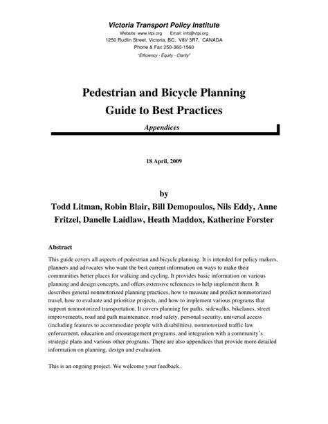 Pdf Pedestrian And Bicycle Planning A Guide To Best Practices