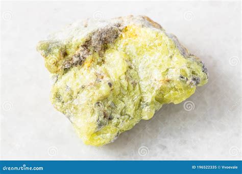 Rough Native Sulphur Sulfur Rock On White Marble Stock Image Image