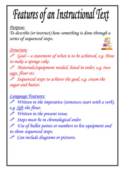 Features Of Instructional Texts Poster By Moshing Teaching Resources