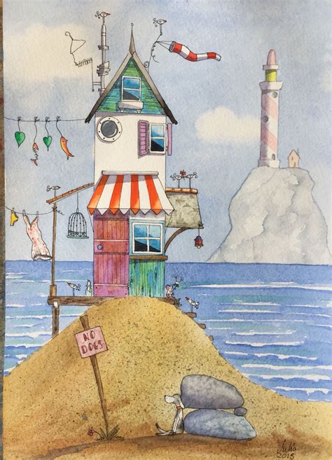 Ebay Watercolour Beach Huts Watercolor Art Art Painting Art Drawings