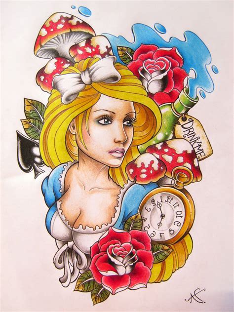 Alice In Wonderland Tattoo Design By Frosttattoo On Deviantart