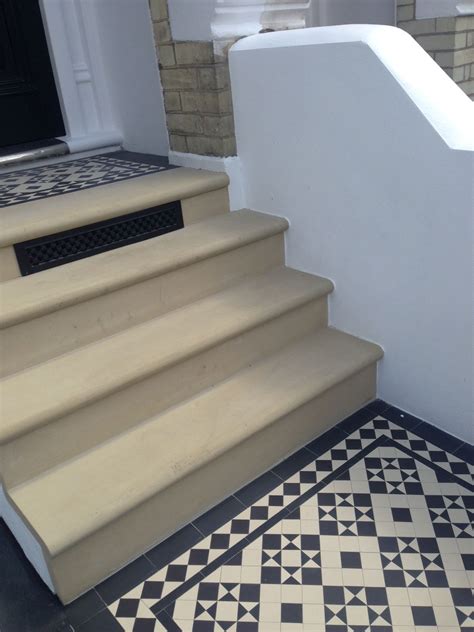 Victorian York Stone Steps And Black And White Victorian Mosaic