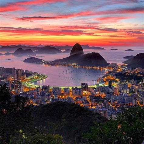 Sunset Rio De Janeiro Guanabara Bay National Parks Trip Brazil