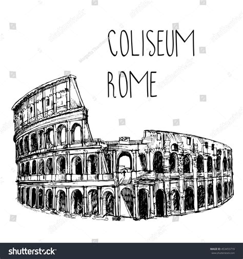 Coliseum Hand Drawn Vector Illustration Isolated Stock Illustration