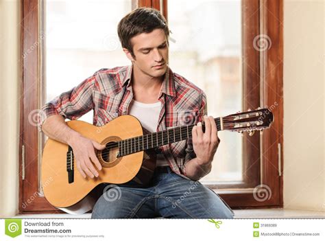 Men Playing Guitar Stock Image Image Of Concepts Acoustic 31869389