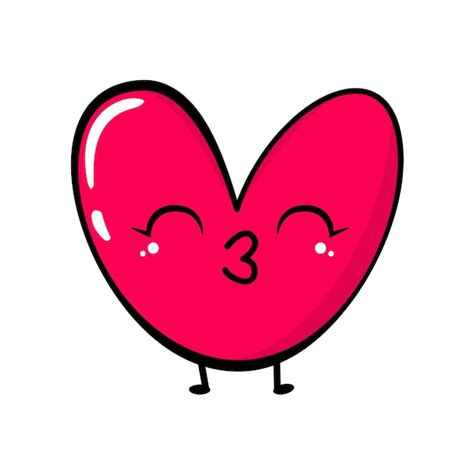 Premium Vector Cute Cartoon Heart Face Kawaii Character