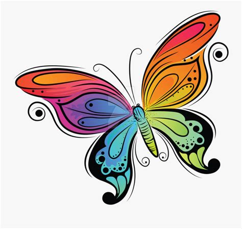 Rainbow Butterfly Clipart Cute Easy Colorful Butterfly Drawing Free