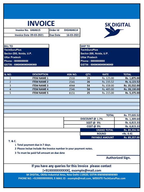 Awesome Template Of Gst Invoice Format In Excel Download Xlsx File