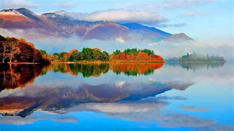 Splendid Mirrored Lake In Aurumn Autumn Mountains Reflections Trees