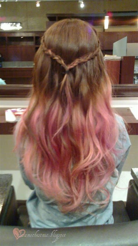 Long Brown Hair With Pink Dip Dye Hairstyles Pinterest