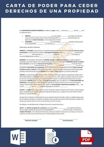 Carta De Poder Ceder Derechos Propiedad 【 Descarga Gratis】