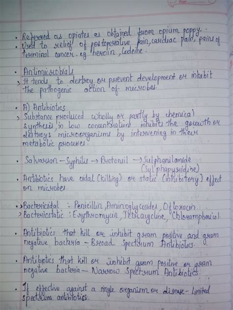 Handwritten Notes Of Class Th Chemistry Chapter Chemistry In Everyday Life Handwritten