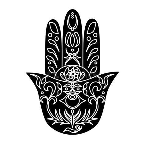 Elegant Ornate Hand Drawn Hamsa Hand Of Fatima Stock Vector