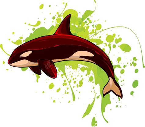 Vector Marine Background With A Killer Whale Jumping Out Of Water Stock