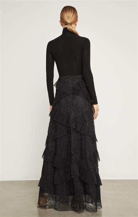 Bcbgmaxazria Bcbg Lace Ruffled Maxi Skirt In Black Lyst