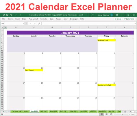 2021 Excel Calendar Template 2021 Excel Calendar Project Timeline