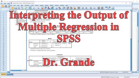 Also, i noticed that both my models have a very small residual standard error, and both r^2 and adjusted r^2 are 1. Interpreting Output for Multiple Regression in SPSS - YouTube