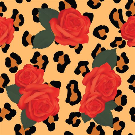 Leopard Skin With Red Roses Print 362470 Vector Art At Vecteezy