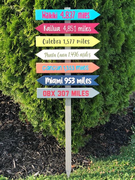 9 Directional Arrows With Stake Custom Travel Signs Tiki Etsy