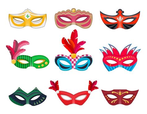Premium Vector Collection Venetian Carnival Masks Hand Painted