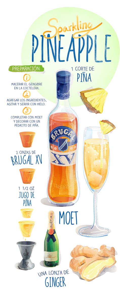 // Cocktail Recipes // Brugal XV vector illustrations on Behance | Cocktail recipes, Rum recipes ...