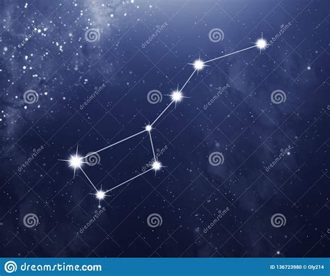 Constellation Of Big Bear On The Blue Starry Background Stock
