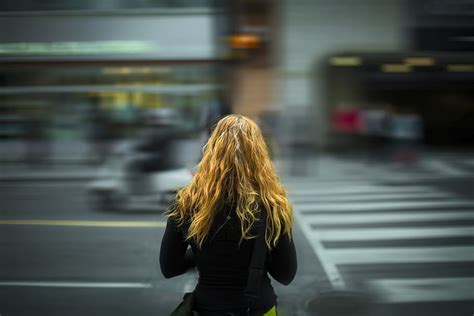 Timelapse Photography Woman Walking Pedestrian Lane Street Girl