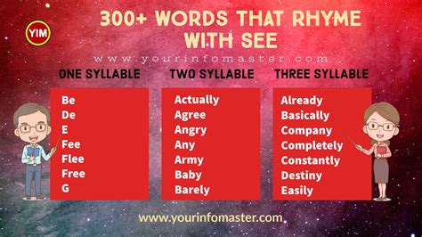 300 Useful Words That Rhyme With See In English Your Info Master