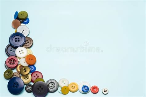Multi Colored Buttons And Coils With Threads Stock Image Image Of