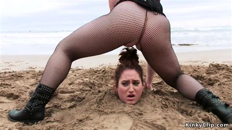 Fat Slut Got Piss Buried On The Beach