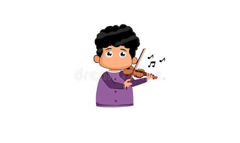 Boy Playing Violin Musical Instrument 2d Kid Cartoon Character Playing