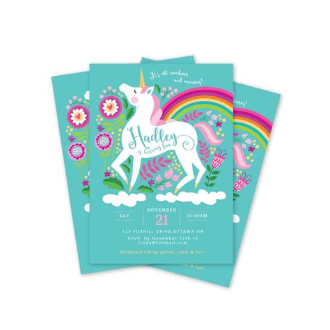 Unicorn Birthday Invitation Printable Customized Diy Girls Etsy Australia