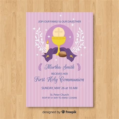 Premium Vector First Communion Invitation Template