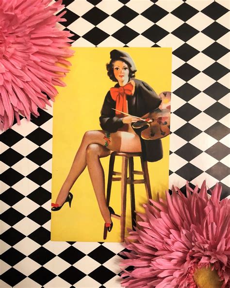 Vintage C 1940s Pin Up Girl Art Print Pretty Lady Glamour