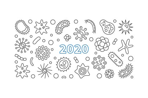 2020 Virus Vector Concept Outline Horizontal Illustration 13703160