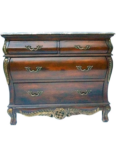 Four Drawer Bombay With Marble Top On Antique Furniture