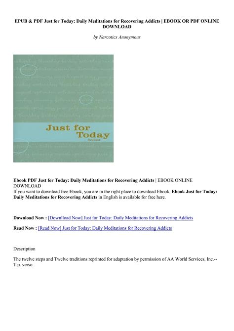 Pdf Download Just For Today Daily Meditations For Recovering Addicts