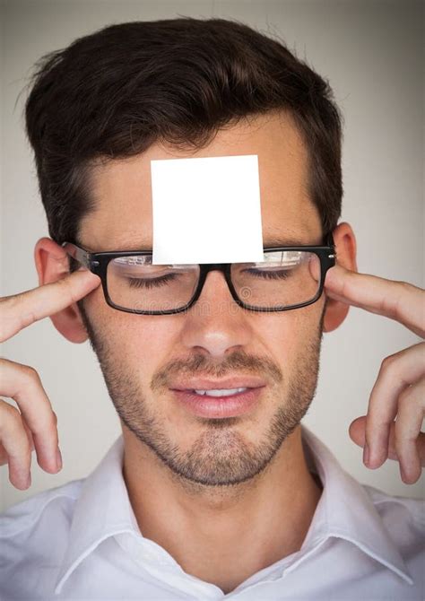Businessman With Blank Sticky Note Stuck On His Face Stock Image Image Of Dressed Pain