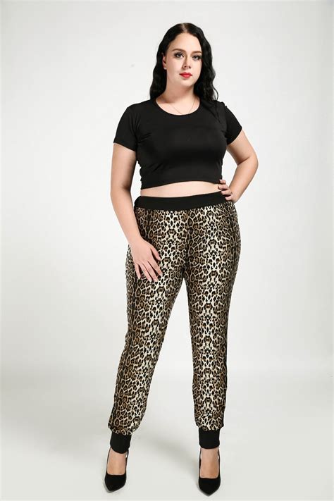 Buy Womens Sexy Full Length Plus Size Leopard Pants