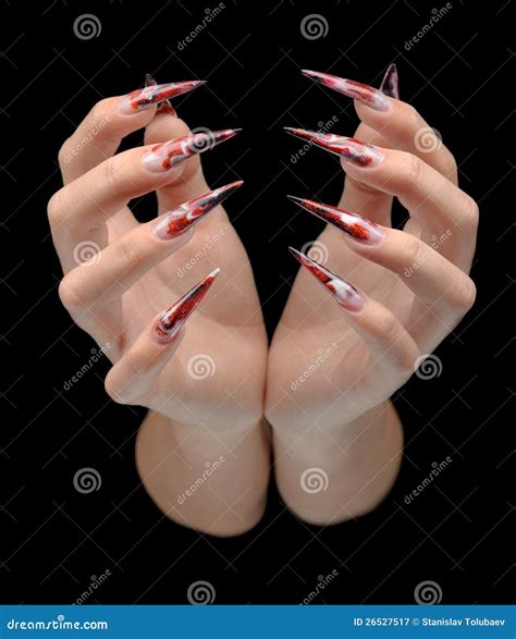 Hand Of Young Woman With Manicure On Nails Stock Image Image Of Long