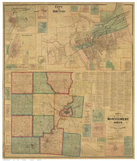 Montgomery County Ohio 1869 Old Wall Map Reprint With Etsy