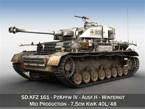 Pzkpfw Iv Panzer 4 Ausf H Winter 3d Model Model Tanks