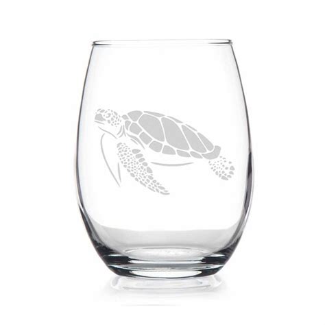 Giant Sea Turtle Stemless Wine Glass Sea Turtle T Ocean Etsy